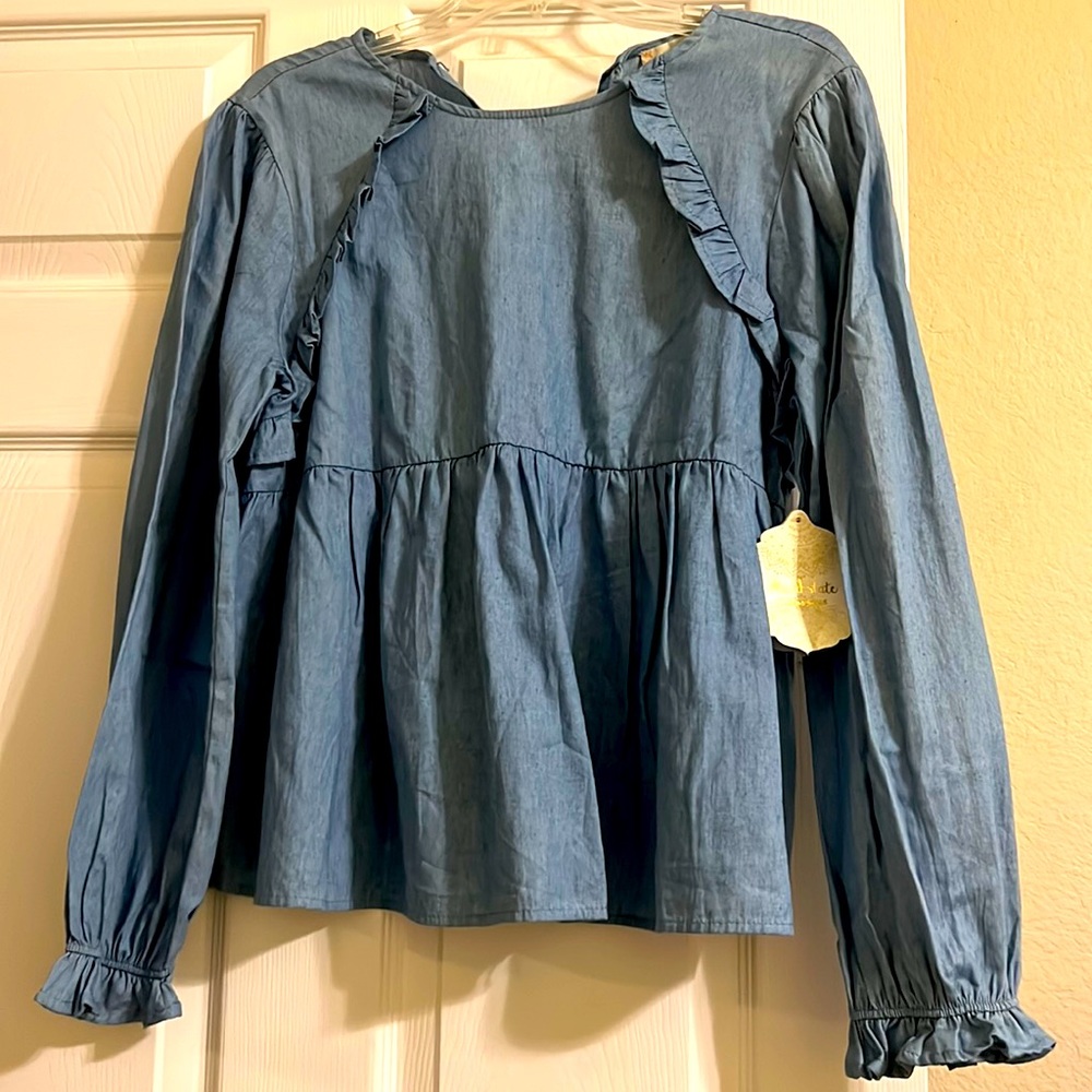 Cute denim looking long sleeve top